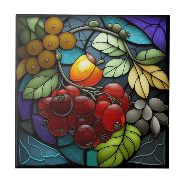 Carreau Fruits de variété en verre teint (Devant)