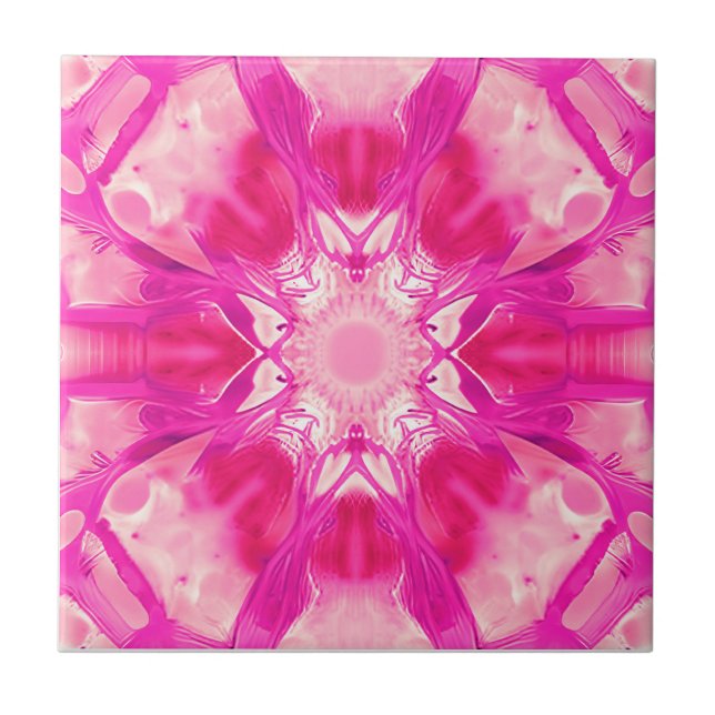 Carreau Fuchsia et Pastel Pink Tie Dye Motif (Devant)