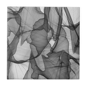 Carreau Fumée Abstraite noire et blanche Gris de charbon 