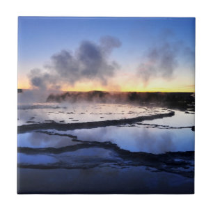 Carreau Fumée de geyser au coucher du soleil