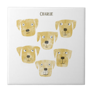 Carreau Fun Golden Labrador Retriever Dog Nom personnalisé
