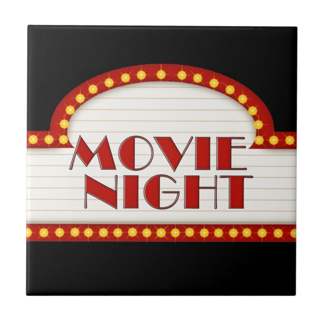 Carreau Fun Movie Night word art Théâtre salle de tuile (Devant)