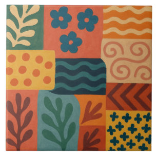 Carreau Fun Retro Garden Collage Motif Motif