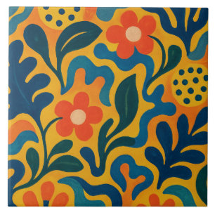 Carreau Fun Retro Garden Collage Motif Motif