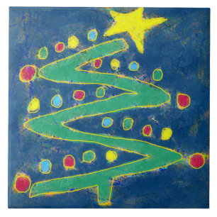 Carreau Funky Abstrait Art Christmas Tree
