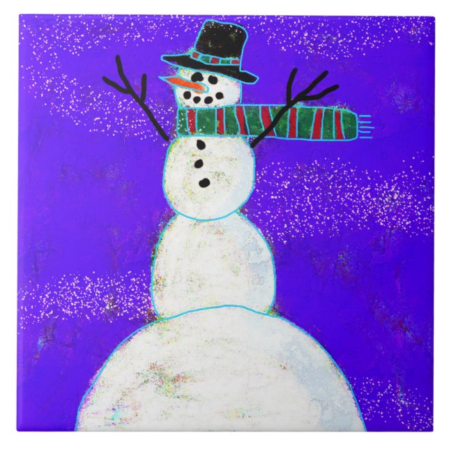 Carreau Funky Abstrait Art Snowman (Devant)