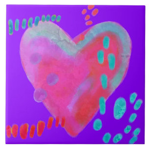 Carreau Funky Abstrait Heart peinture numérique