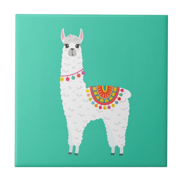 Carreau Funky Alpaca llama drame animal mignon (Devant)