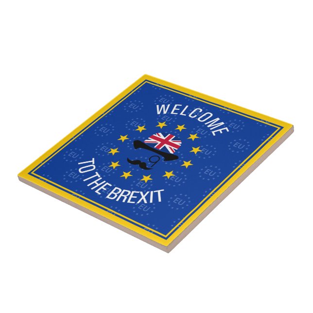 Carreau Funky Blue Yellow Union européenne Brexit Art (Côté)