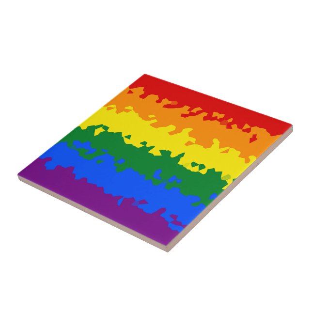Carreau Funky Boho Abstrait Gay Rainbow Mosaic Pride Drape (Côté)