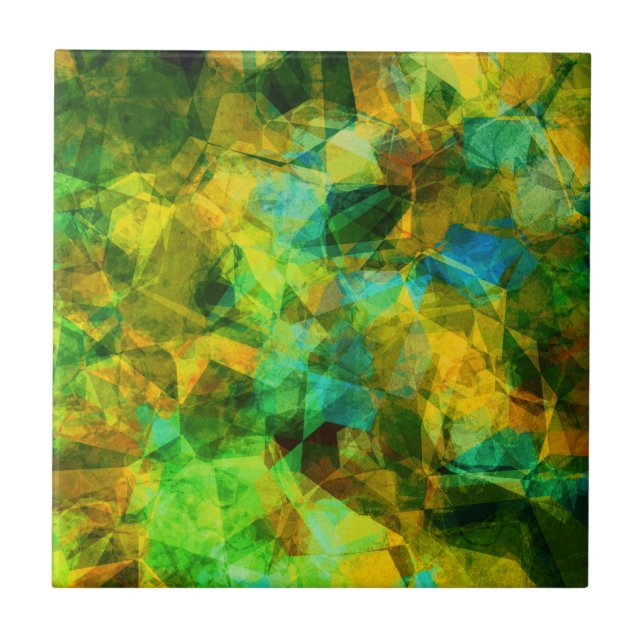 Carreau Funky Greens Moderne Conception abstraite (Devant)