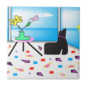 Carreau Funky Whimsical Colorful Miami, Graphic