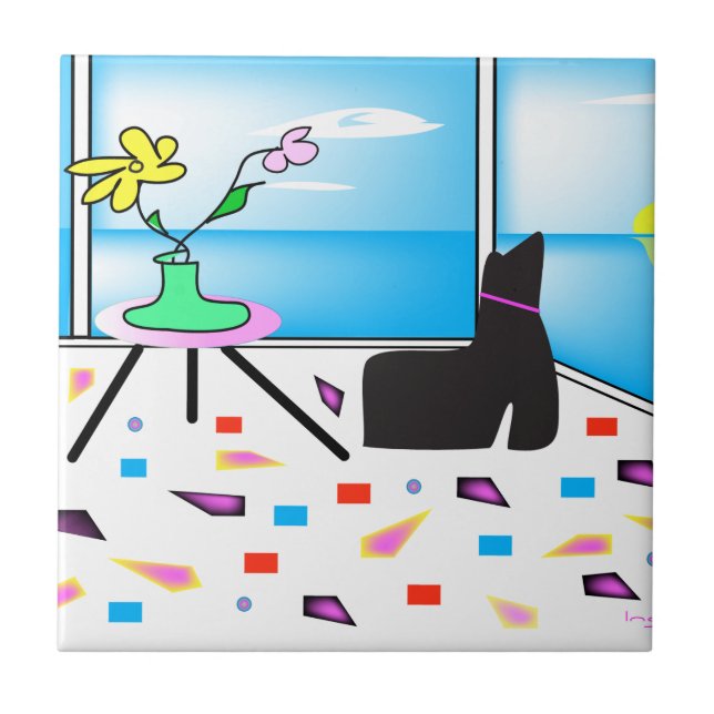 Carreau Funky Whimsical Colorful Miami, Graphic (Devant)