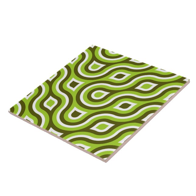Carreau Funky Wild Circle Rétro Motif Lime Vert Blanc (Côté)