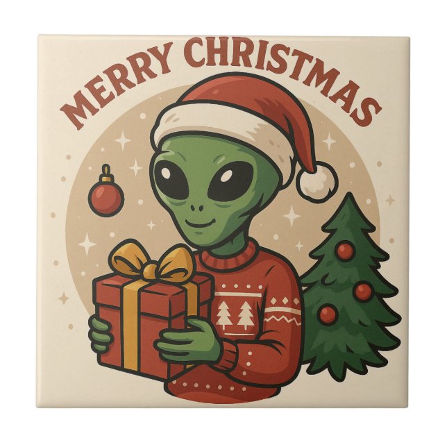 Carreau Funny Alien Merry Christmas (Devant)