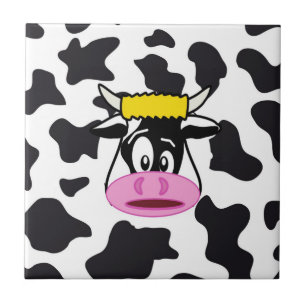 Carreau Funny Crazy Cow Bull sur Dairy Cow Imprimer Motif