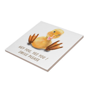 Carreau Funny Jaune Canard Jouer Wink Smile - Texte Person
