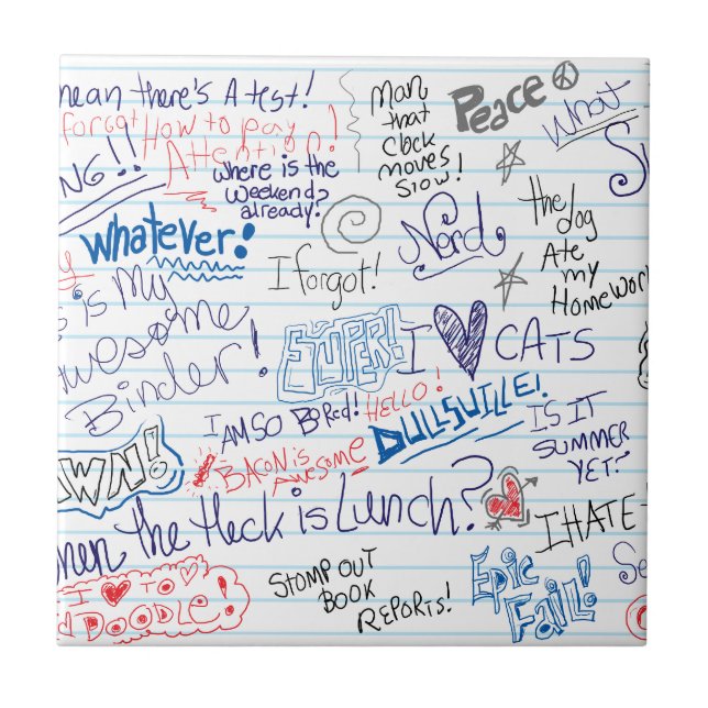 Carreau Funny School Doodles Art Sayes Amusant  (Devant)