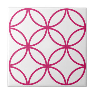 Carreau Fuschia rose cercle fleur répétition motif sur bla