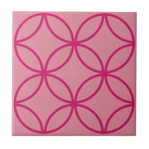 Carreau Fuschia rose cercle fleur répétition motif sur ros