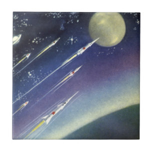 Carreau Fusées de science-fiction vintage dans l'espace pa