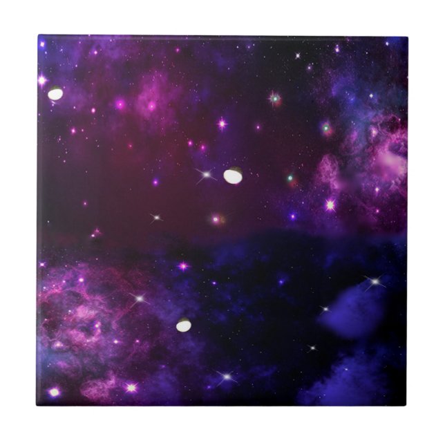 Carreau Galaxie pourpre bleue de minuit (Devant)