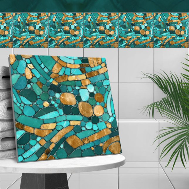 Carreau Galets Mosaic Art -Emerald et or (Créateur téléchargé)