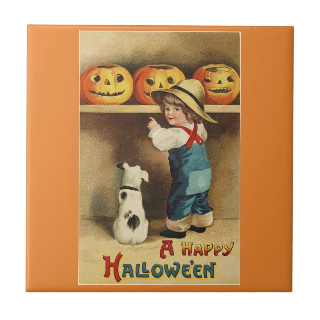 Carreau Garçon vintage de Halloween (Devant)