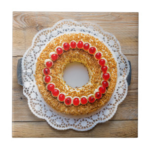 Carreau Gâteau à la couronne de Francfort avec cerises sur