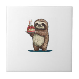 Carreau Gâteau d'anniversaire drôle avec costume de paress
