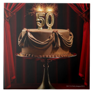 Carreau Gâteau d'anniversaire sur l'étape avec le numéro