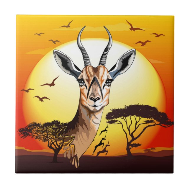 Carreau Gazelle Antelope africaine animal sauvage (Devant)