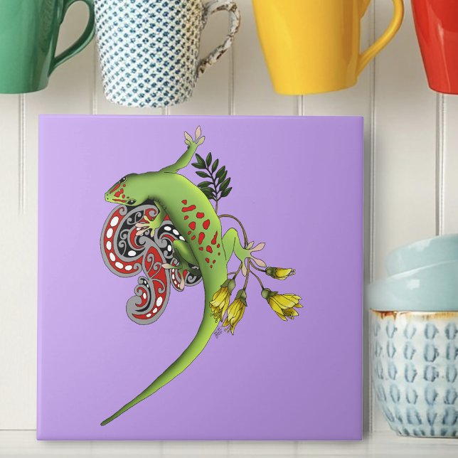Carreau Gecko Tribal Lavande Vert Rouge (Créateur téléchargé)