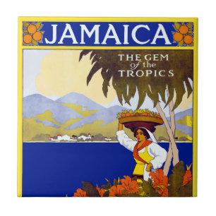 Carreau Gemme vintage de la Jamaïque du voyage de