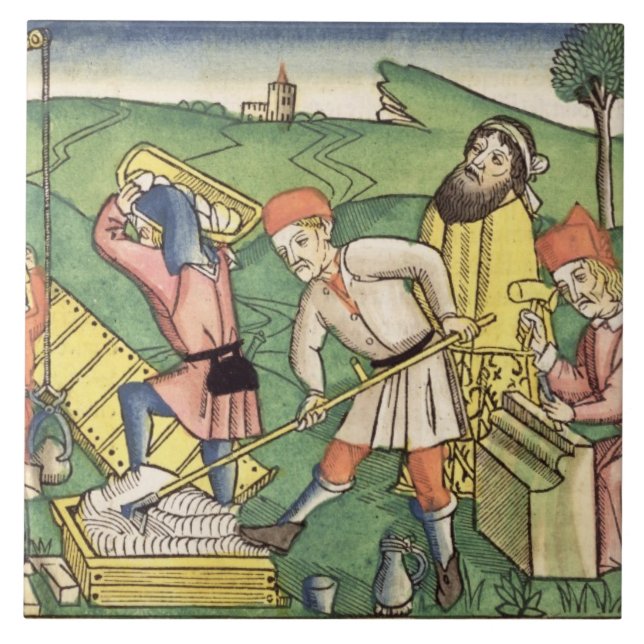 Carreau Genèse 11 1-9 construisant la tour de Babel, de t (Devant)