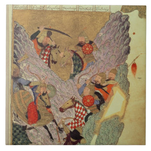 Carreau Genghis Khan (c.1162-1227) combattant les Chinois