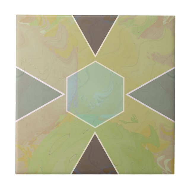 Carreau Geo Abstract Pastel Marble Olive Green (Devant)