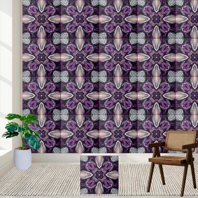 Carreau Géode Améthyste Tuile Kaleidoscope (Amethyst Geode Kaleidoscope Tile)