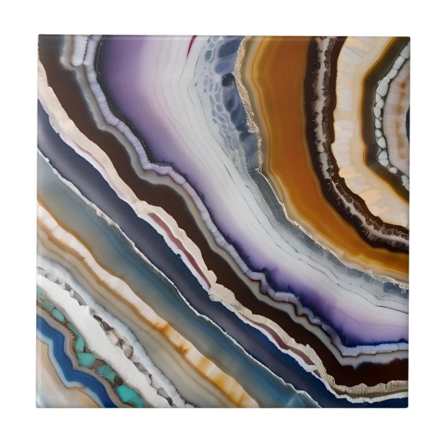 Carreau Géode d'Agate de Terracotta Bleu noir Lilac (Devant)