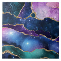Géodes et galaxies bleu violet vert rose