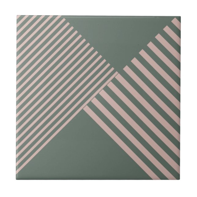 Carreau Géométrie de Pink Diagonal Stripes Slate Gray (Devant)