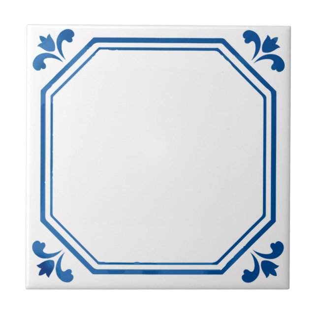 Carreau Géométrie et fleurs bleues et blanches (Devant)