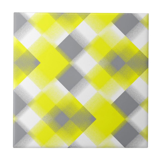 Carreau Géométrie funky Art Abstrait gris jaune blanc (Devant)