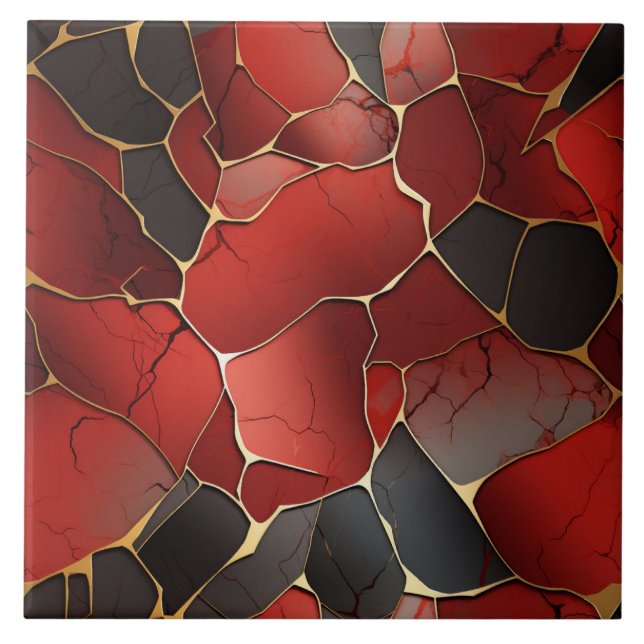 Carreau Géométrie rouge et noire Abstraite (Devant)