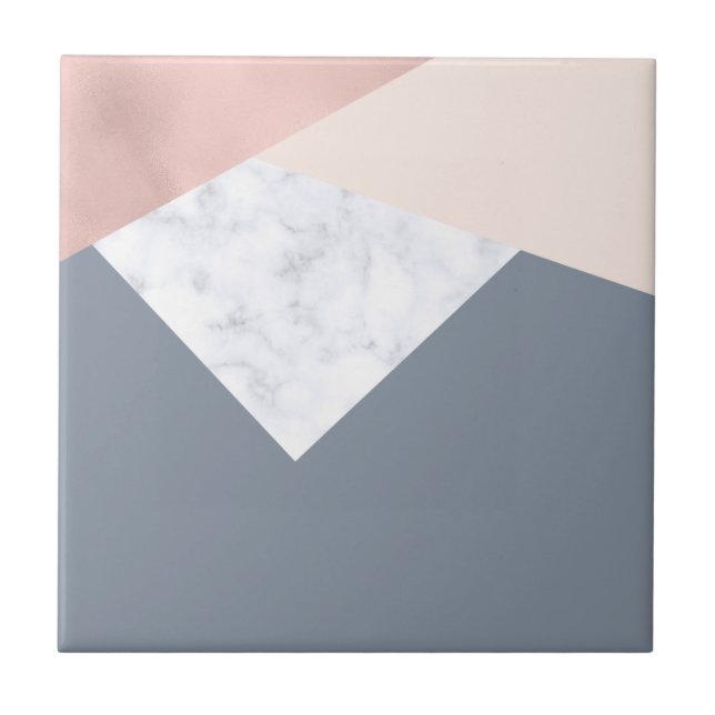Carreau géométrique beige gris d'or rose élégant de marbre (Devant)