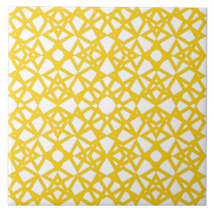Carreau Géométrique, moderne, simple, jaune moutarde, blan