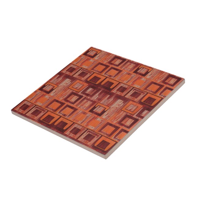 Carreau Géométrique rouge et orange (Côté)