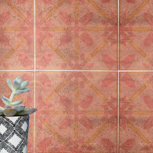 Carreau Géométrique Vintage, rose clair et jaune