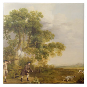 Carreau George Stubbs   tir de deux messieurs (l'huile