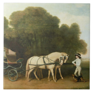 Carreau George Stubbs   un phaéton avec une paire de Pon